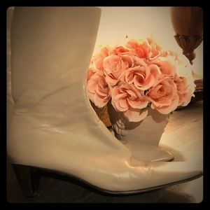 MIU MIU Square toed mid calf glove leather boots